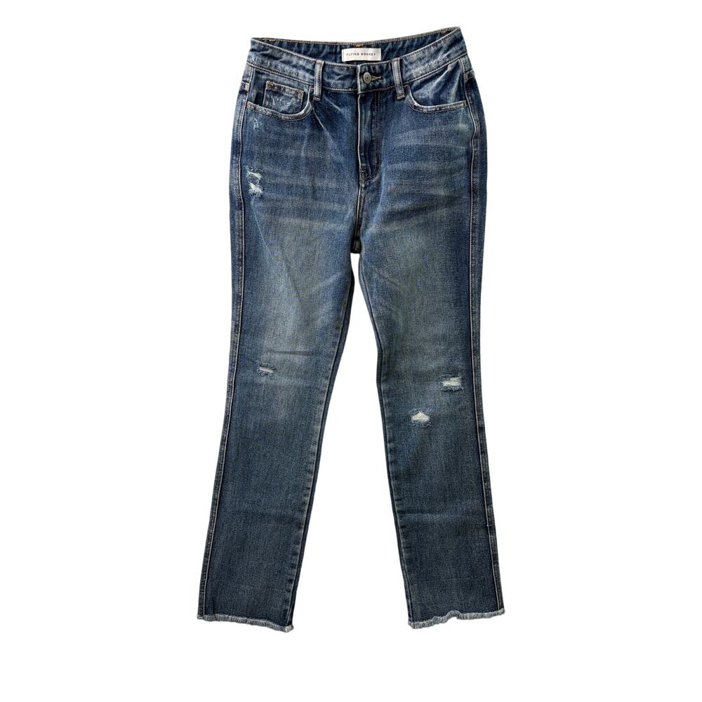 Flying Monkey Ultra High Rise Straight Jeans – Distressed Medium Wash – Size 24